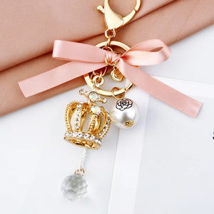 Royal Crown Keychain Rhinestone Crystal Handbag Gift Keyholder