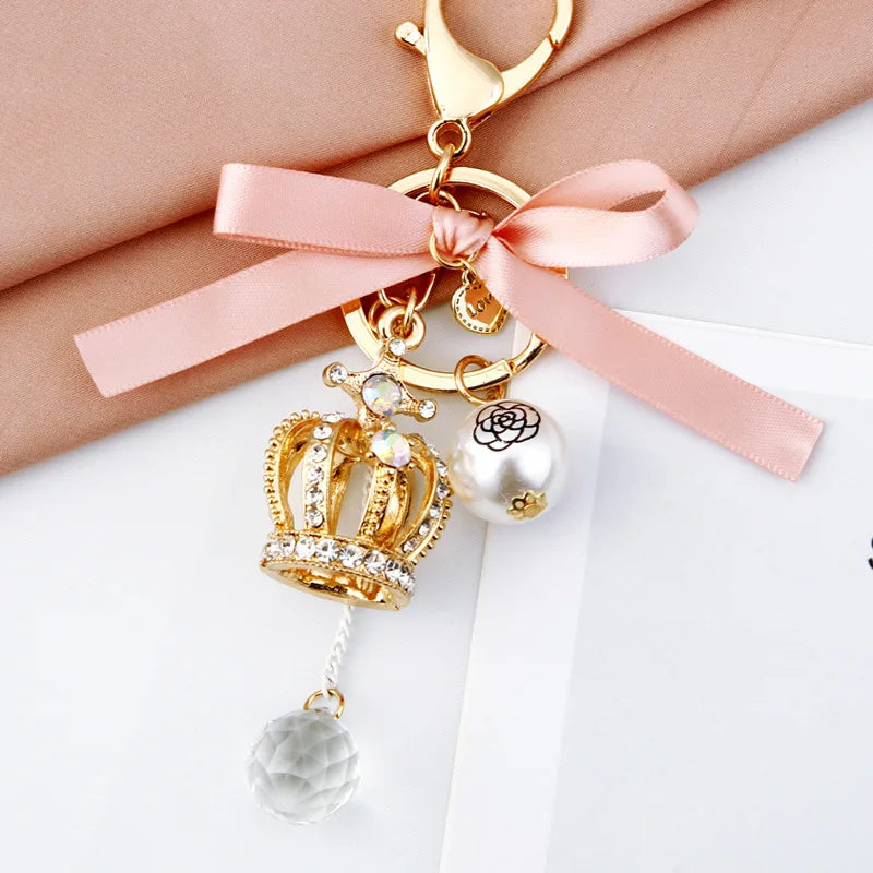 Royal Crown Keychain Rhinestone Crystal Handbag Gift Keyholder