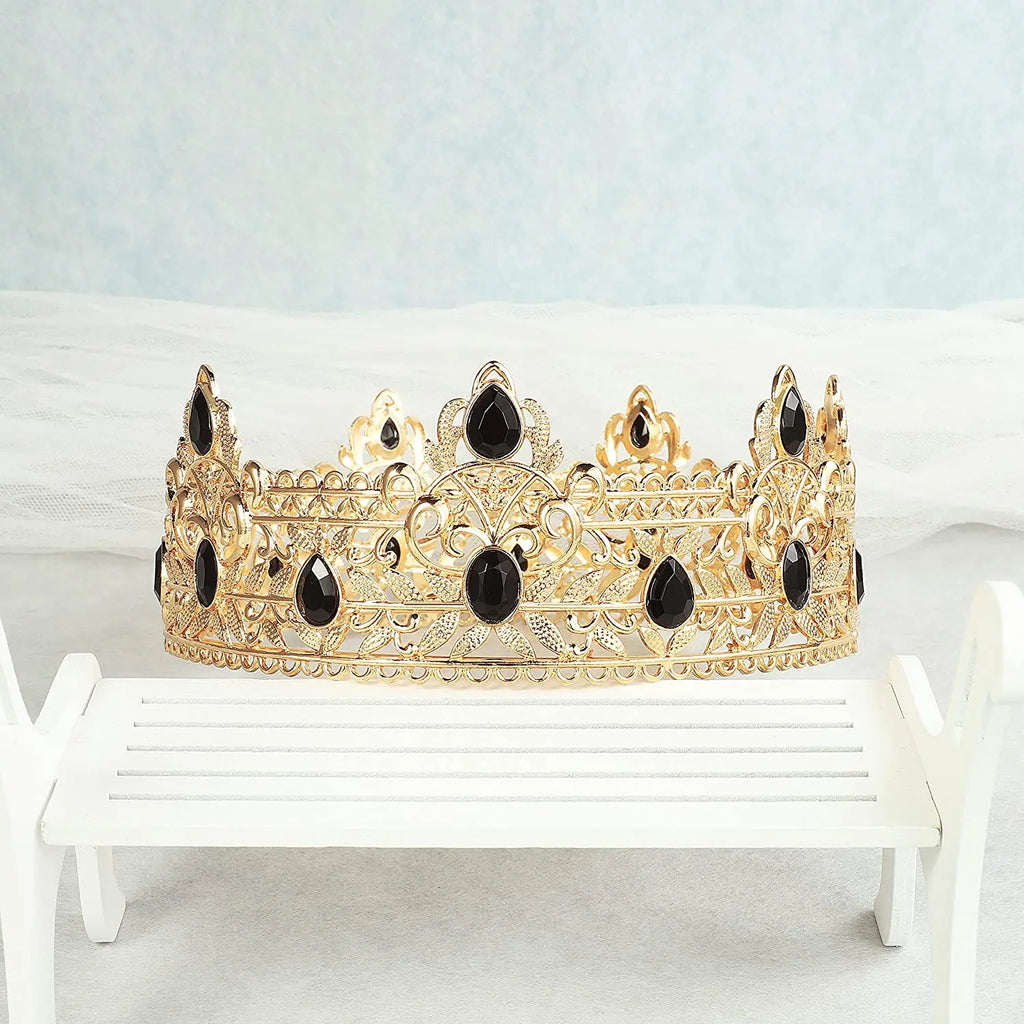 King Crown for Men, Vintage Birthday Crowns with Rhinestone