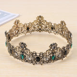 Vintage Full Royal King Crowns with Green Rhinestone