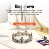 Vintage Full Royal King Crowns with Green Rhinestone