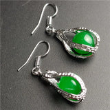 King Green Ma Laiyu Jade Round Bead Egg Earrings