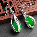King Green Ma Laiyu Jade Round Bead Egg Earrings