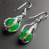 King Green Ma Laiyu Jade Round Bead Egg Earrings