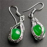 King Green Ma Laiyu Jade Round Bead Egg Earrings