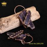 Natural Amethyst Irregular Quartz Pendant, Antique Copper Necklace