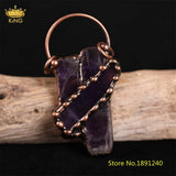 Natural Amethyst Irregular Quartz Pendant, Antique Copper Necklace