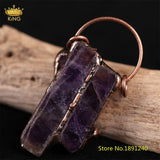 Natural Amethyst Irregular Quartz Pendant, Antique Copper Necklace