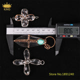 Quartz Prism Crystal Cross Necklace Healing Pendant