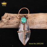 Quartz Prism Crystal Cross Necklace Healing Pendant