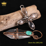 Quartz Prism Crystal Cross Necklace Healing Pendant