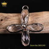 Quartz Prism Crystal Cross Necklace Healing Pendant