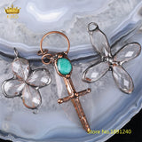 Quartz Prism Crystal Cross Necklace Healing Pendant