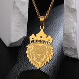 King Of The Prairie Lion Name Necklace Cuban Chain Personalized Pendant