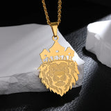 King Of The Prairie Lion Name Necklace Cuban Chain Personalized Pendant