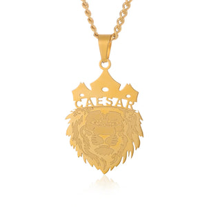 King Of The Prairie Lion Name Necklace Cuban Chain Personalized Pendant