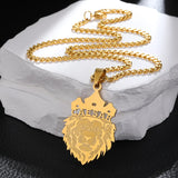 King Of The Prairie Lion Name Necklace Cuban Chain Personalized Pendant