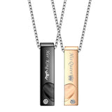 King Queen Heart Pendant Couple Necklace Men Women Gift Jewelry
