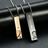 King Queen Heart Pendant Couple Necklace Men Women Gift Jewelry