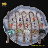 Vintage Tree Of Life Pendant Bookmark with Raw Crystal Bead