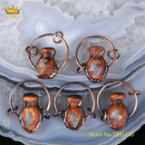 King Tibetan Dzi Agates Bottle Antique Copper Hoop Pendants