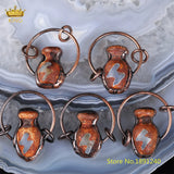 King Tibetan Dzi Agates Bottle Antique Copper Hoop Pendants