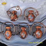 King Tibetan Dzi Agates Bottle Antique Copper Hoop Pendants