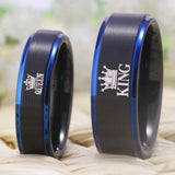 King Queen Crown Rings - Promise Engagement Tungsten Wedding Ring