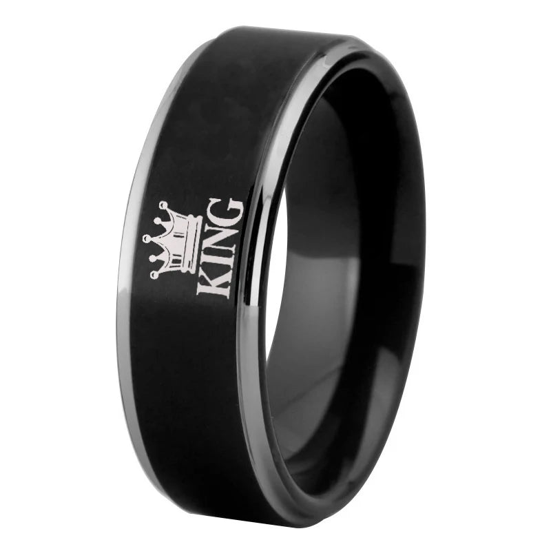 King Queen Crown Rings - Promise Engagement Tungsten Wedding Ring