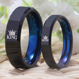 King Queen Crown Rings - Promise Engagement Tungsten Wedding Ring