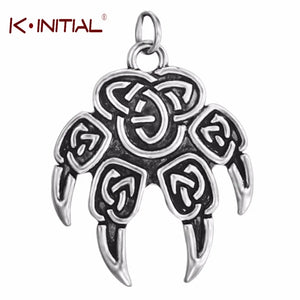 Antique Veles Stamp Charm Necklace Slavic Wolf Foot Punk Men Pendant
