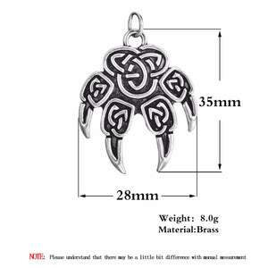 Antique Veles Stamp Charm Necklace Slavic Wolf Foot Punk Men Pendant