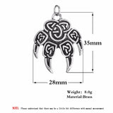 Antique Veles Stamp Charm Necklace Slavic Wolf Foot Punk Men Pendant