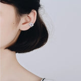 Cherry Flowers Earrings with Crystal Clip-On Jewelry