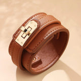 Kirykle 6-Layer Wide Charm Leather Bracelet for Women's Party Jewelry