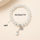 8mm Opal Bracelet for Women with Lucky Leaf Pendant