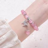 8mm Opal Bracelet for Women with Lucky Leaf Pendant