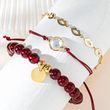 Boho Red Crystal Eye Pendant Bracelet Women