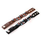 Red Turquoise Mosaic Cowhide Bracelet Hand-woven Leather Jewelry
