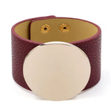 Kirykle Charm Leather Bracelets Punk Style Wide Cuff