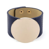 Kirykle Charm Leather Bracelets Punk Style Wide Cuff