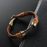 Punk Weaving Leather Bracelet Brown Cuff Bangle Vintage Jewelry Gift