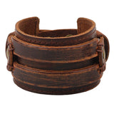 Kirykle Hollow Double Wide Leather Bracelets Braid Rope Adjustable Bracelet