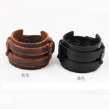 Kirykle Hollow Double Wide Leather Bracelets Braid Rope Adjustable Bracelet