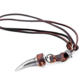 Kirykle Horn Pendant Brown Leather Necklace Men Jewellery