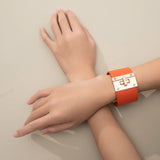 Kirykle Kpop Multicolor Leather Bracelet Women Steel Lock Wide Charm Bracele