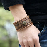 Multilayer Rivet Bracelets Punk Leather Women Wristband Bangle