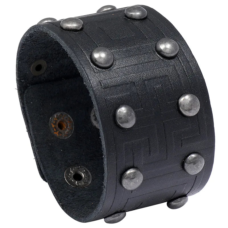 Multilayer Rivet Bracelets Punk Leather Women Wristband Bangle