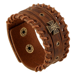 Multilayer Rivet Bracelets Punk Leather Women Wristband Bangle