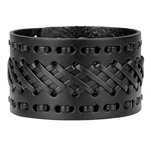 Kirykle Punk Leather Wristbands for Men Bracelets Wide Cuff Bangle Brown